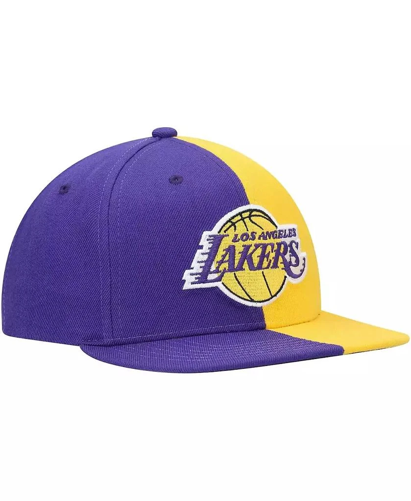 商品Mitchell and Ness|Men's Purple and Gold Los Angeles Lakers Team Half and Half Snapback Hat,价格¥240,第2张图片详细描述