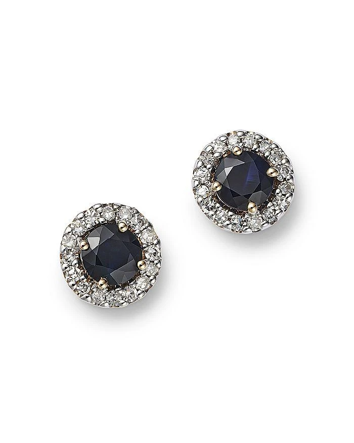 商品Moon & Meadow|14K Yellow Gold Sapphire & Diamond Stud Earrings,价格¥3370,第1张图片