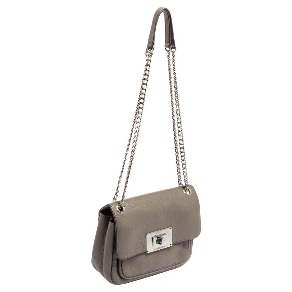 Michael Kors Grey Leather Sloan Flap Shoulder Bag商品第3张图片规格展示