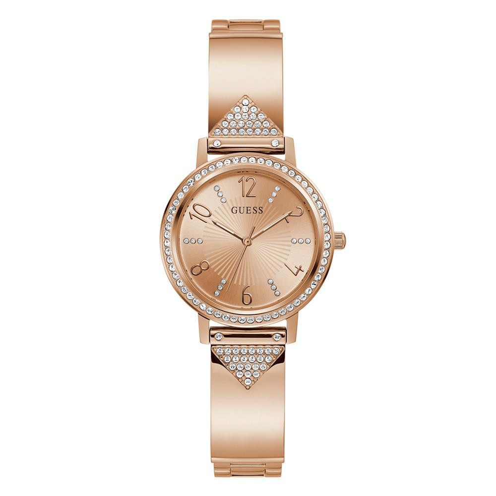 商品GUESS|Women's Glitz Rose Gold-tone Stainless Steel Bracelet Watch 32mm,价格¥1085,第1张图片
