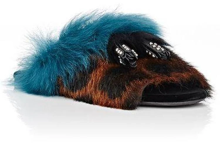 商品Prada|Tasseled Fur Slide Sandals,价格¥2818,第2张图片详细描述