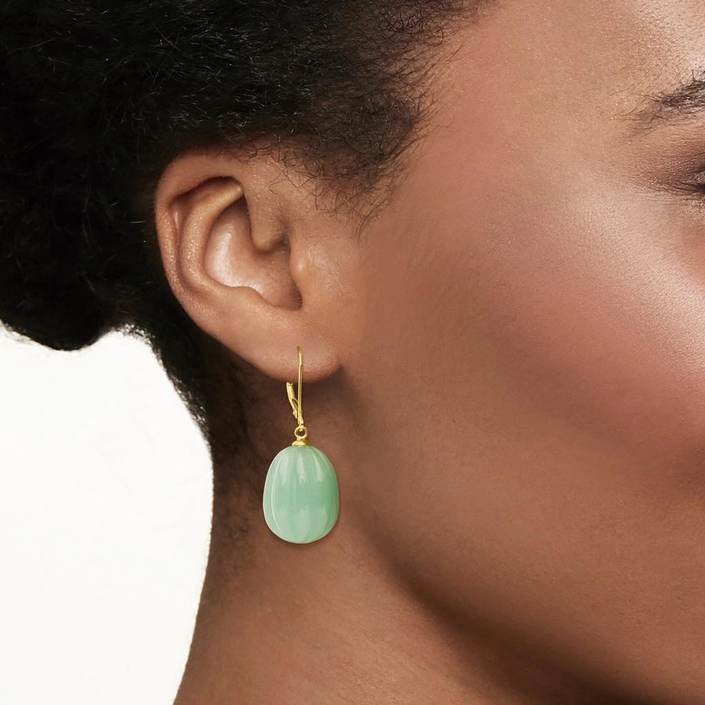 商品Ross-Simons|Ross-Simons Carved Jade Drop Earrings in 14kt Yellow Gold,价格¥1810,第2张图片详细描述