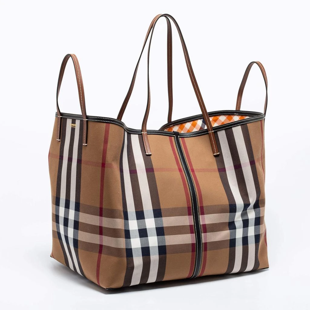 商品Burberry|Burberry Birch Brown Check Canvas and Leather Extra Large Beach Tote,价格¥7626,第3张图片详细描述