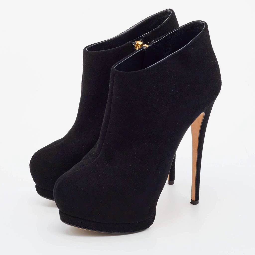 商品[二手商品] Giuseppe Zanotti|Giuseppe Zanotti Black Suede Platform Booties Size 37.5,价格¥1000,第2张图片详细描述