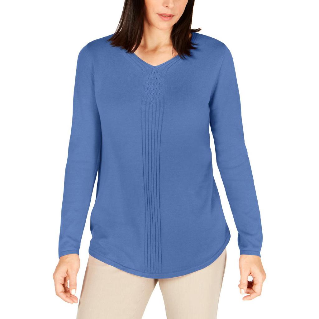 Karen Scott Womens Heathered V-Neck Pullover Sweater商品第2张图片规格展示