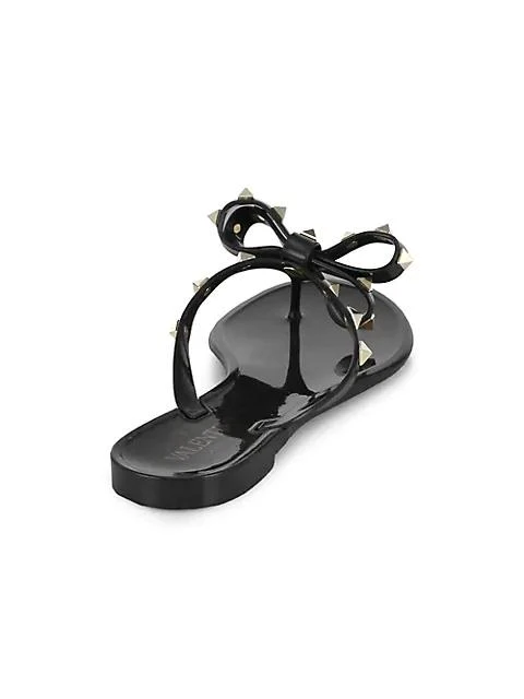 商品Valentino|Valentino Garavani Rockstud Bow Jelly Thong Sandals,价格¥3200,第2张图片详细描述