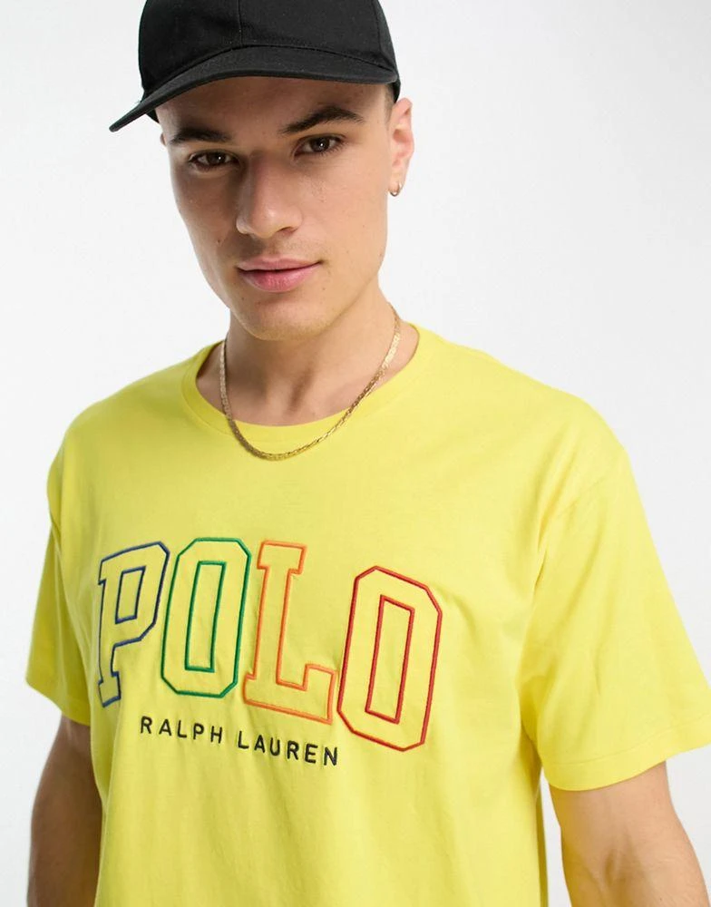 商品Ralph Lauren|Polo Ralph Lauren multi logo oversized fit t-shirt in yellow,价格¥883,第1张图片