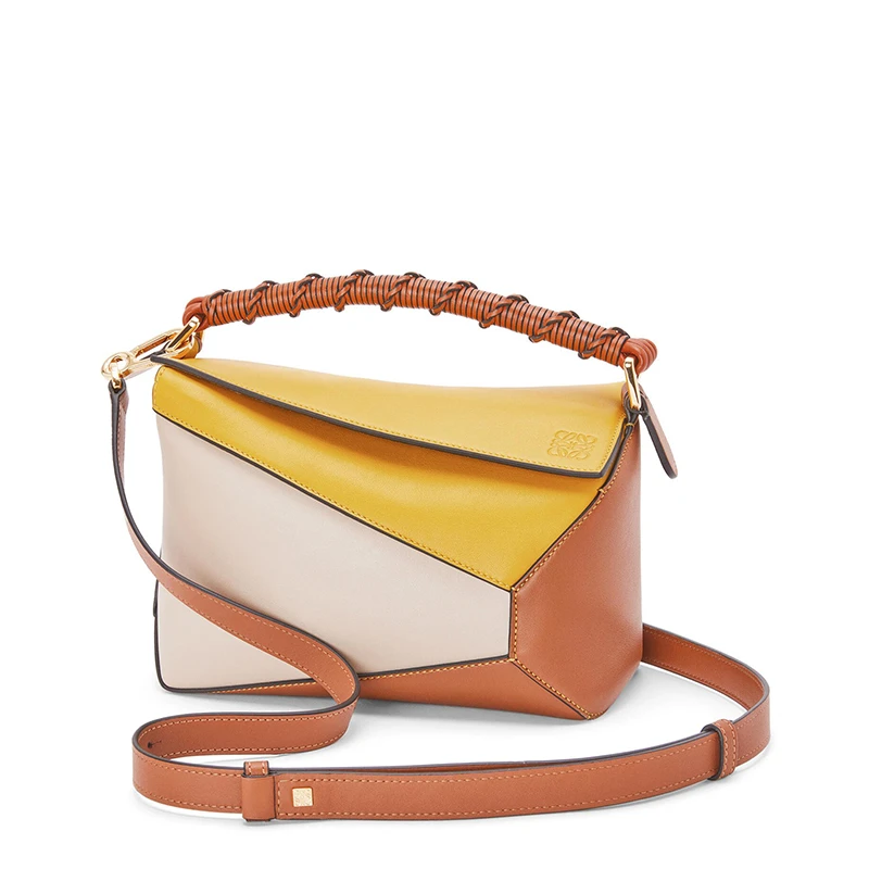 LOEWE/罗意威 21春夏款 Puzzle Edge系列 女士小号芥末/浅燕麦纳帕小牛皮斜挎单肩手提拼图包A510P60X06-8311 商品