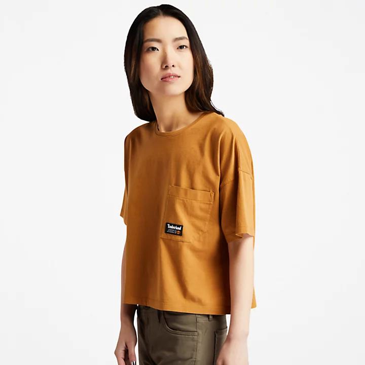 Progressive Utility Pocket T-Shirt for Women in Dark Yellow商品第4张图片规格展示
