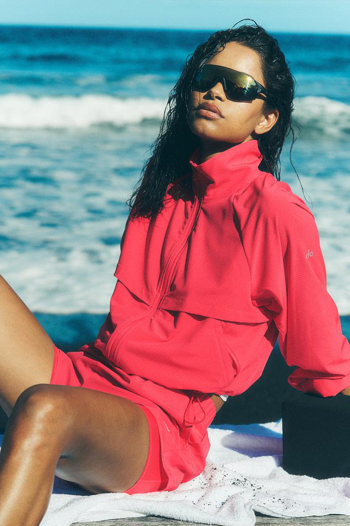 Alo Sport Star Full Zip Jacket - Candy Red - Lingerie - Free