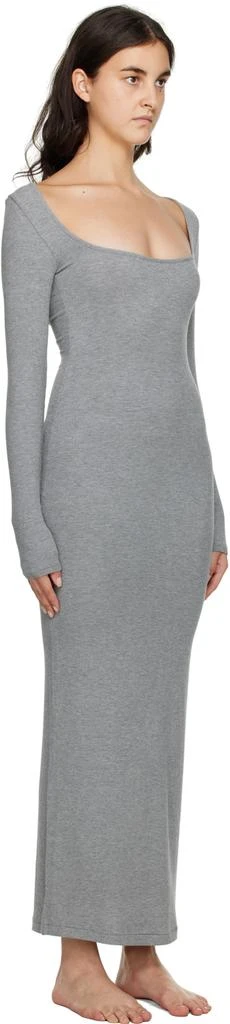商品SKIMS|Gray Soft Lounge Rib Long Sleeve Dress,价格¥785,第2张图片详细描述