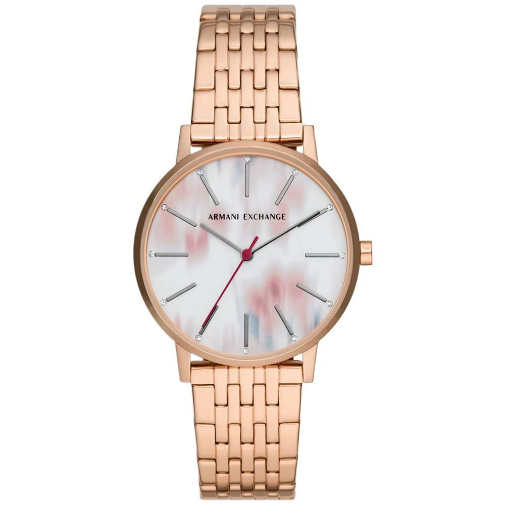 商品Armani Exchange|Women's Three-Hand Rose Gold-Tone Stainless Steel Bracelet Watch, 36mm,价格¥1271,第1张图片