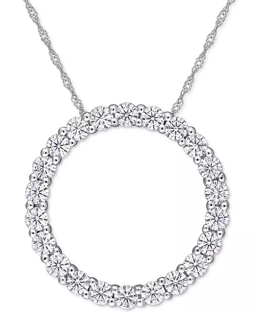 商品Macy's|Lab-Grown Moissanite Circle 17" Pendant Necklace (2-1/5 ct. t.w.) in 14k White Gold,价格¥7719,第1张图片