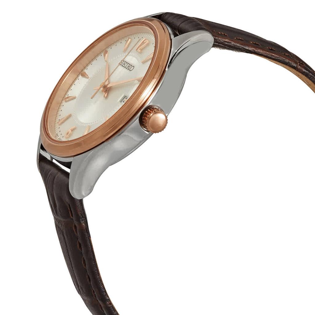 Seiko Noble Quartz Silver Dial Brown Leather Ladies Watch SUR428商品第2张图片规格展示