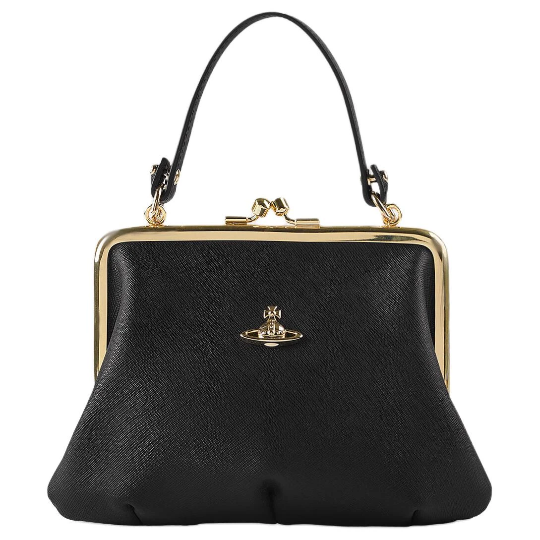 商品[国内直发] Vivienne Westwood|西太后 Granny Frame Purse 品牌徽标圆球饰牌复古 聚氨酯 斜挎单肩包 常规 女款 黑色,价格¥1715,第1张图片