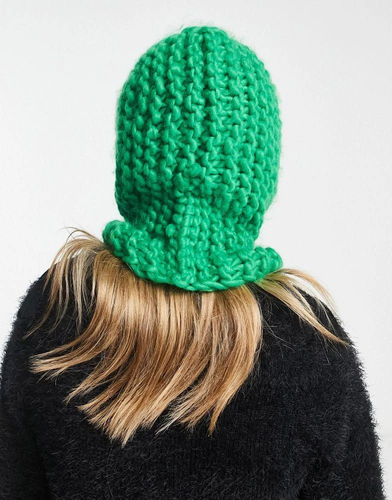 商品COLLUSION|COLLUSION Unisex chunky crochet knit balaclava in green,价格¥93,第3张图片详细描述