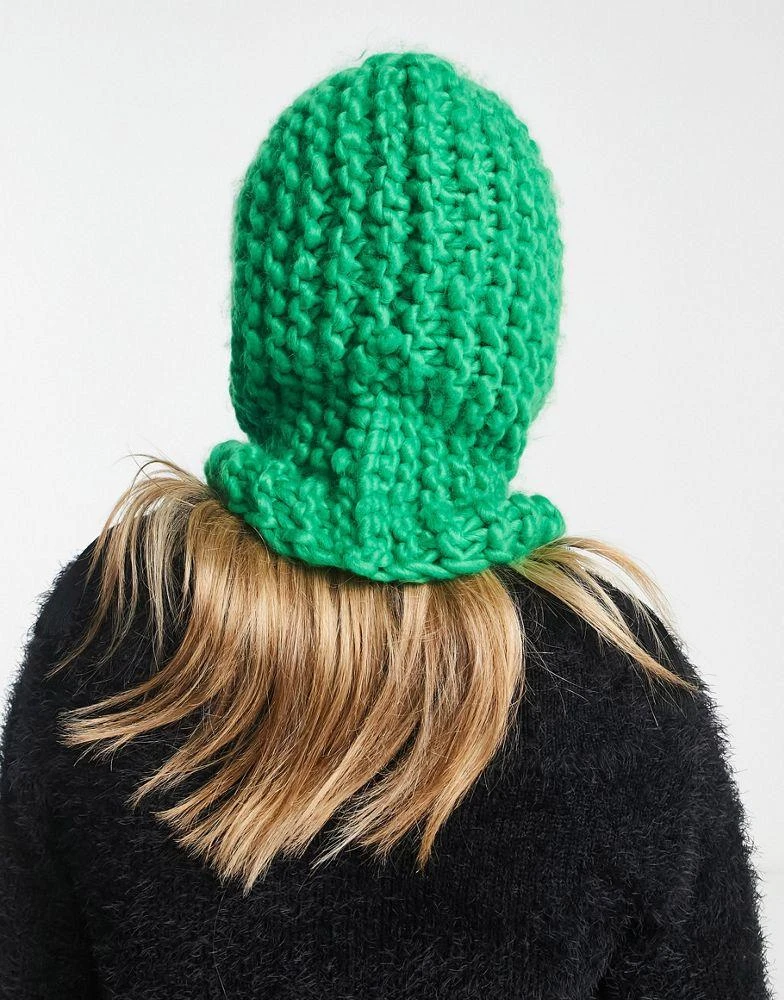 商品COLLUSION|COLLUSION Unisex chunky crochet knit balaclava in green,价格¥95,第3张图片详细描述