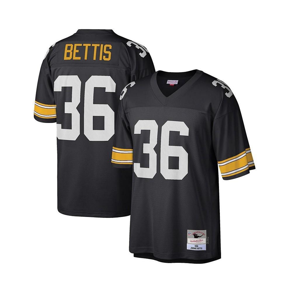 商品Mitchell and Ness|Men's Jerome Bettis Black Pittsburgh Steelers Big and Tall 1996 Retired Player Replica Jersey,价格¥937,第1张图片