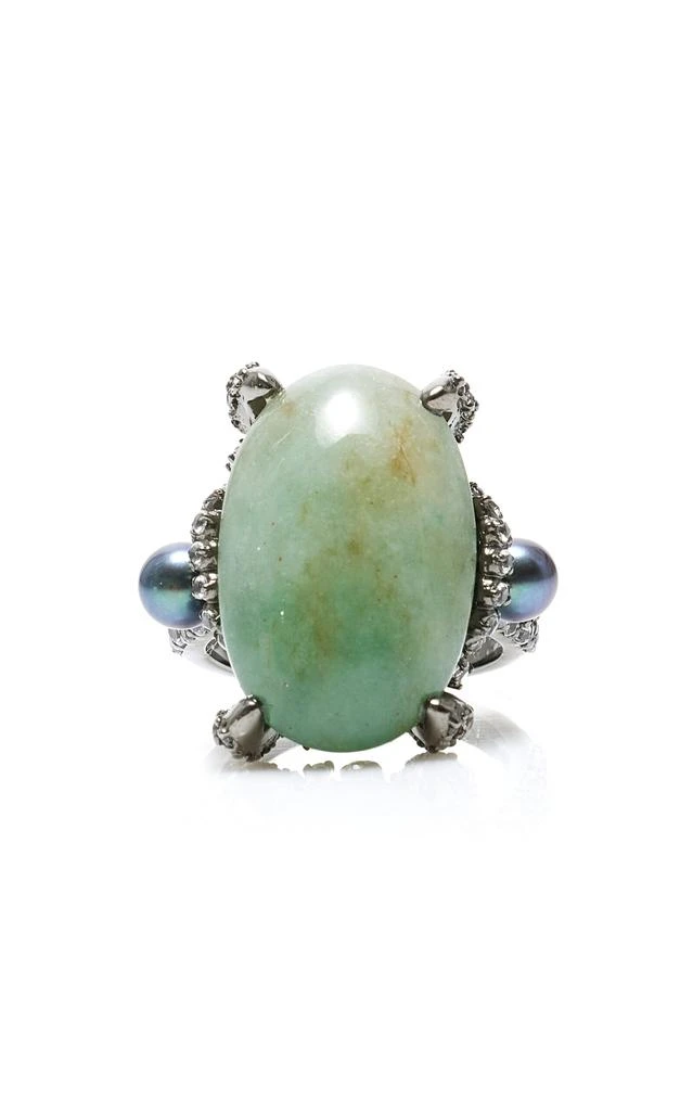 商品Anabela Chan|Anabela Chan - Love and Pain 18K White Gold Jade Matrix Ring - Green - US 6 - Moda Operandi - Gifts For Her,价格¥18960,第1张图片