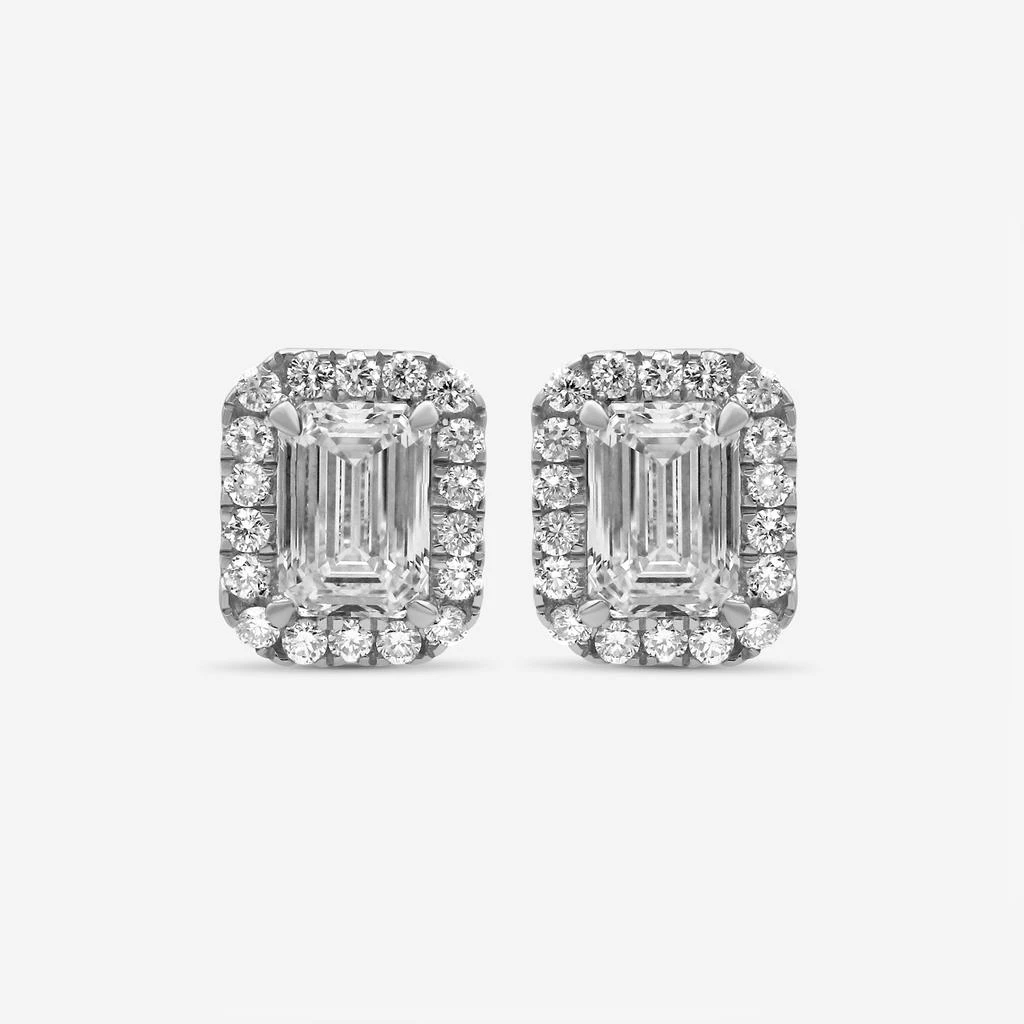 商品Ina Mar|Ina Mar 14K White Gold Emerald and Round Cut IGI Certified Lab Grown Diamond 2.25 ct.twd. Halo Stud Earrings DE-10453,价格¥13638,第1张图片