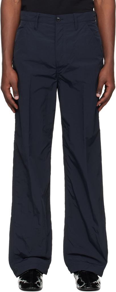 Pantaloni cargo blu navy stropicciati image 2
