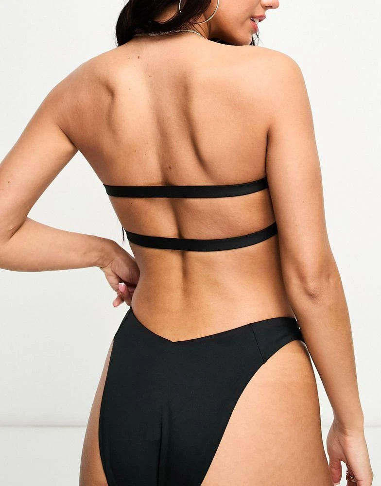 商品AsYou|ASYOU mix & match bandeau bikini top with strappy back in black,价格¥37,第2张图片详细描述