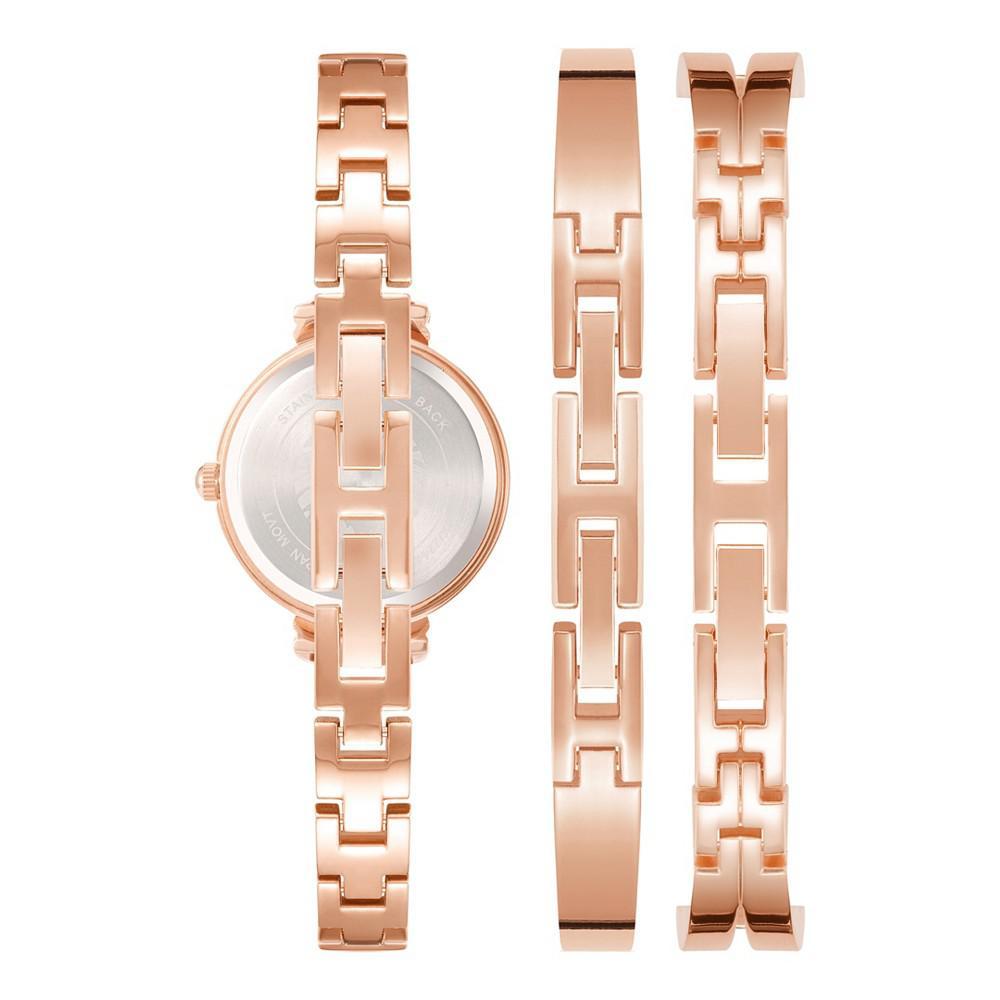 商品Anne Klein|Women's Rose Gold-Tone and Black Alloy Bangle with Crystal Accents Fashion Watch 33mm Set 3 Pieces,价格¥1101,第5张图片详细描述