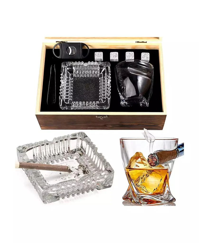 商品Bezrat|Whiskey Glass Gift Set with Bourbon Whiskey Stones, Set of 9,价格¥935,第2张图片详细描述