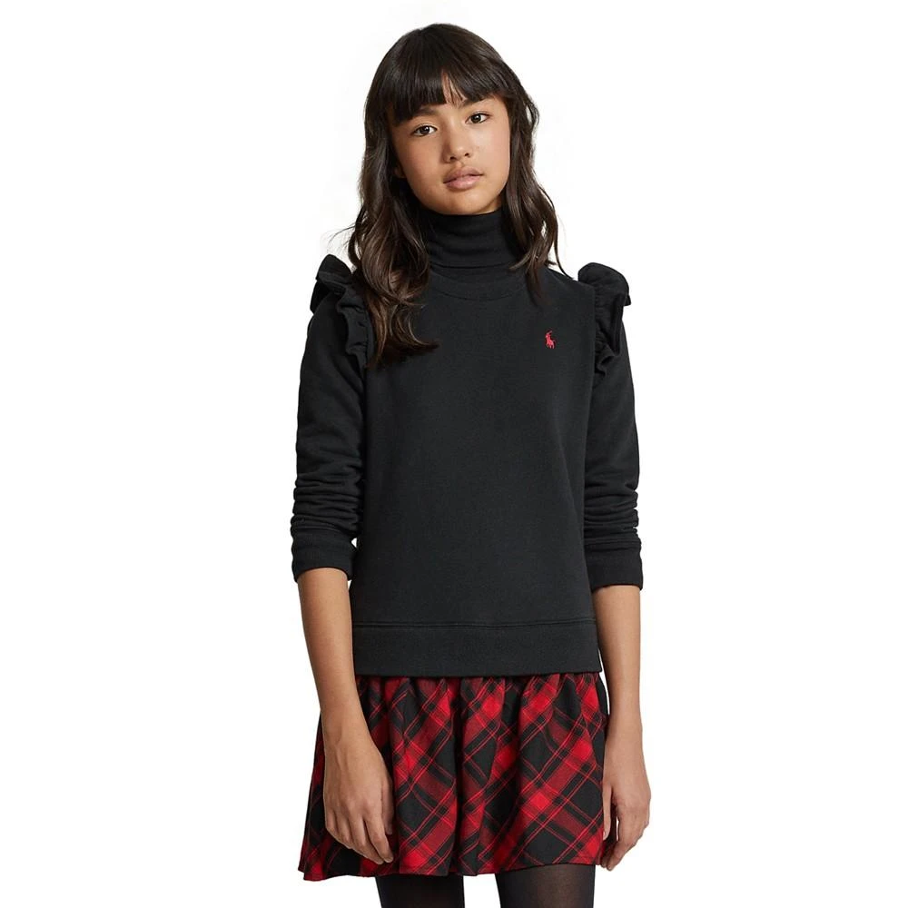商品Ralph Lauren|Big Girls Plaid Fleece Sweatshirt Dress,价格¥434,第1张图片
