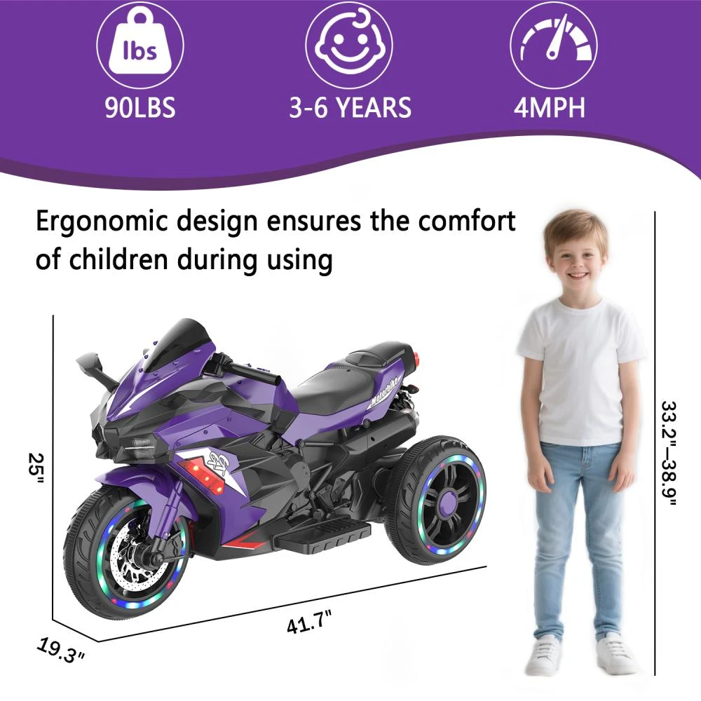 商品BreeBe|12V children's motorcycle, 3-4 years old electric motorcycle, Violet
Children's motorcycles make full use of USB and MP3 connections. The best Children's Day gift, birthday gift, Christmas gift,价格¥1945,第3张图片详细描述