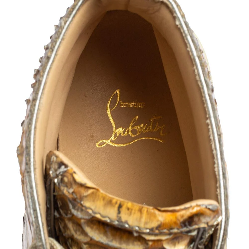 Christian Louboutin Metallic Mustard/Brown Python Leather Rantus Orlato High-Top Sneakers Size 41 商品