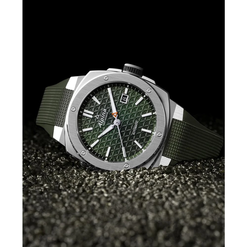 商品Alpina|Men's Swiss Automatic Alpiner Green Rubber Strap Watch 41mm,价格¥12764,第5张图片详细描述
