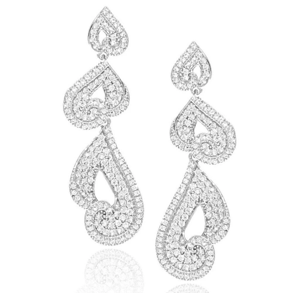 商品Suzy Levian|Suzy Levian Cubic Zirconia Sterling Silver Dangle Swirl Earrings,价格¥854,第1张图片