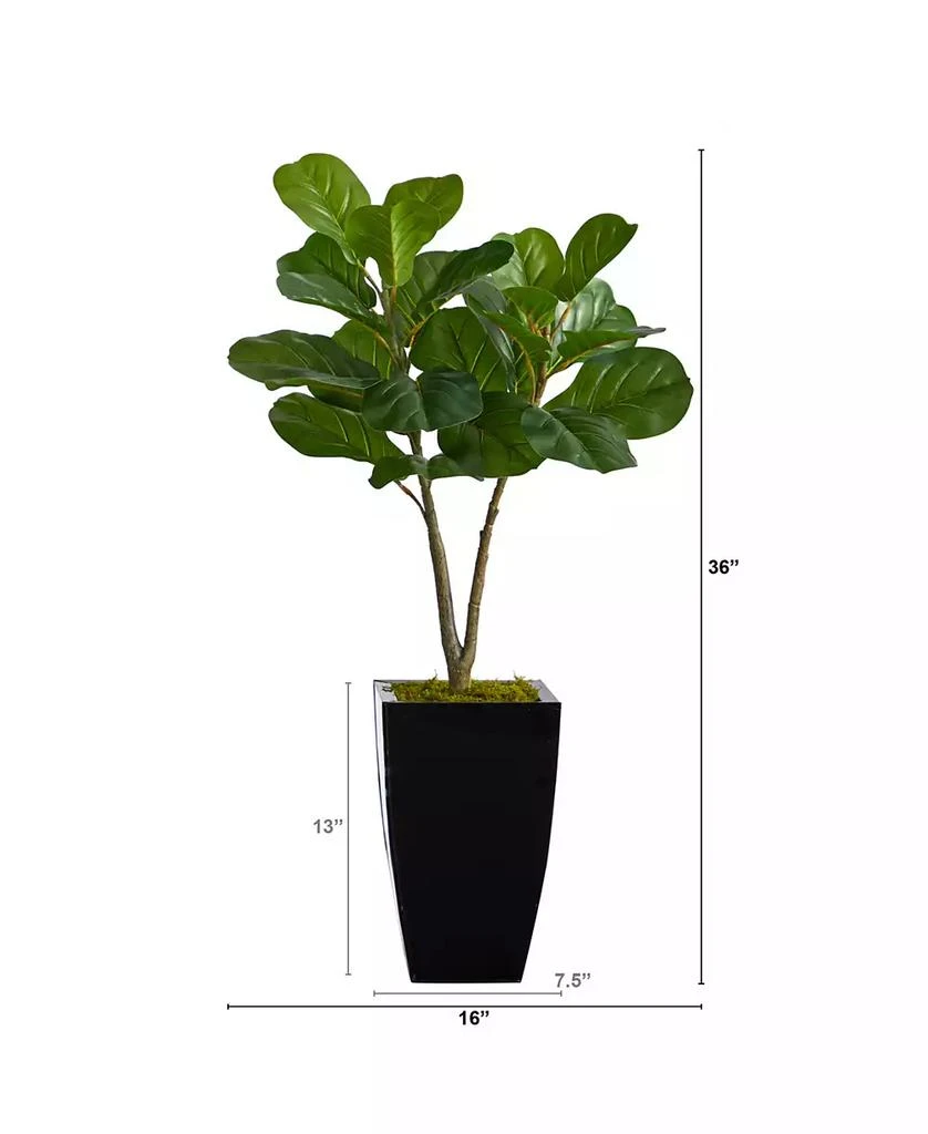 商品NEARLY NATURAL|3' Fiddle Leaf Fig Artificial Tree in Metal Planter,价格¥574,第2张图片详细描述