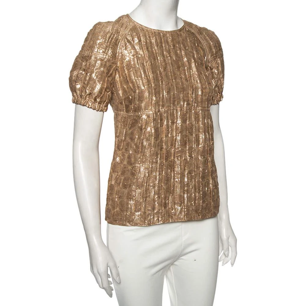 商品[二手商品] Burberry|Burberry Metallic Silk Puffed Sleeve Detail Blouse S,价格¥1030,第2张图片详细描述