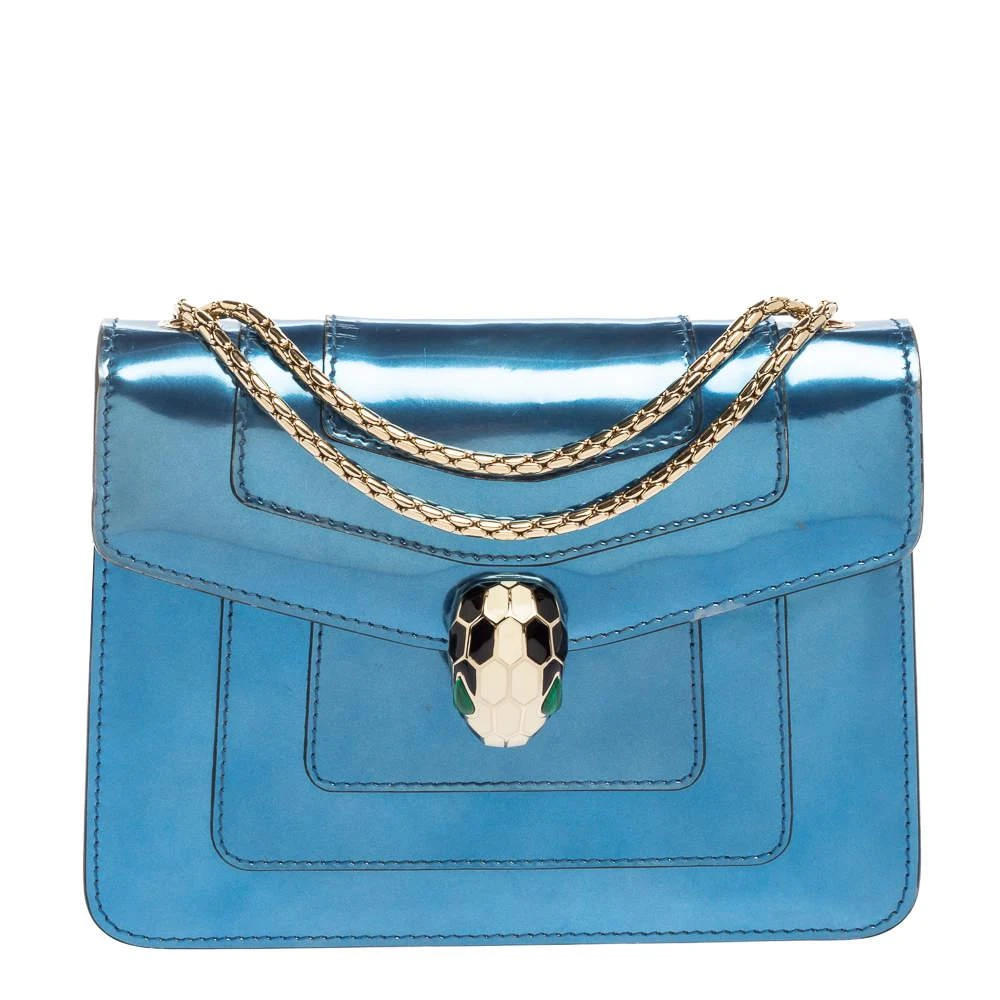 商品[二手商品] BVLGARI|Bvlgari Metallic Blue Patent Leather Serpenti Forever Shoulder Bag,价格¥8058,第1张图片