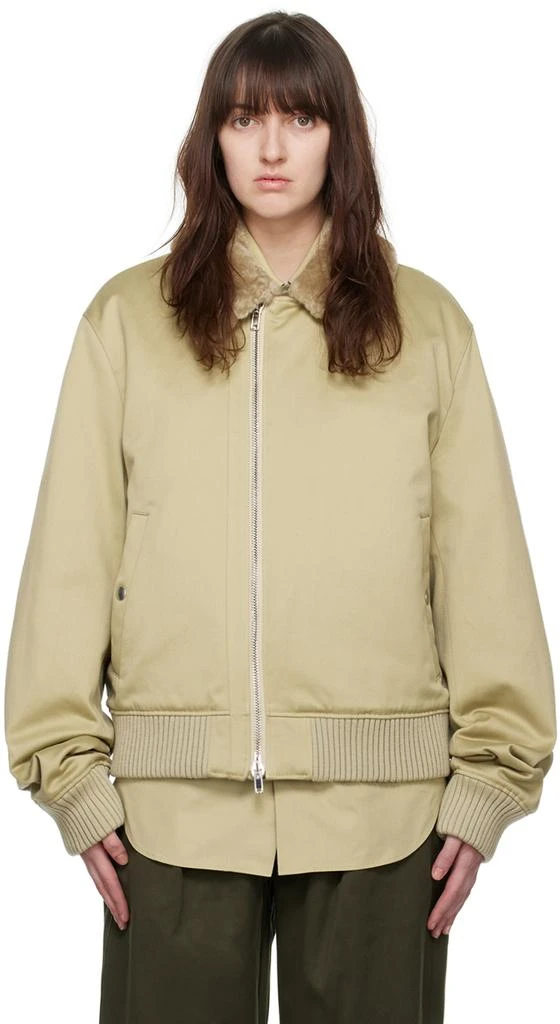 商品Burberry|Beige Offset Zip Bomber Jacket,价格¥23570,第1张图片