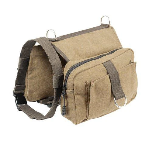 商品Fresh Fab Finds|Pet Dog Backpack Hound Hiking Camping Saddle Bag Cotton Canvas For Medium Large Dog Khaki,价格¥257,第1张图片