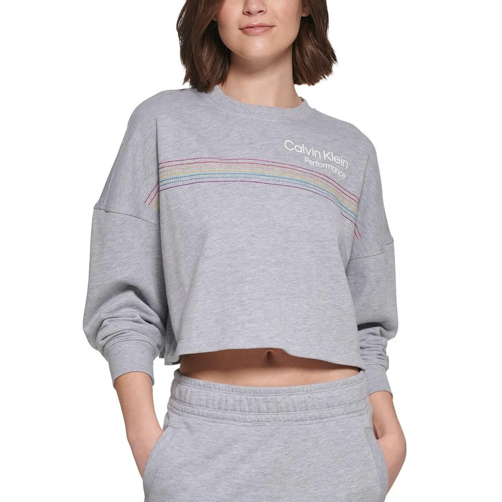 商品Calvin Klein|Women's Pride Embroidered Logo Cropped Sweatshirt,价格¥149,第1张图片