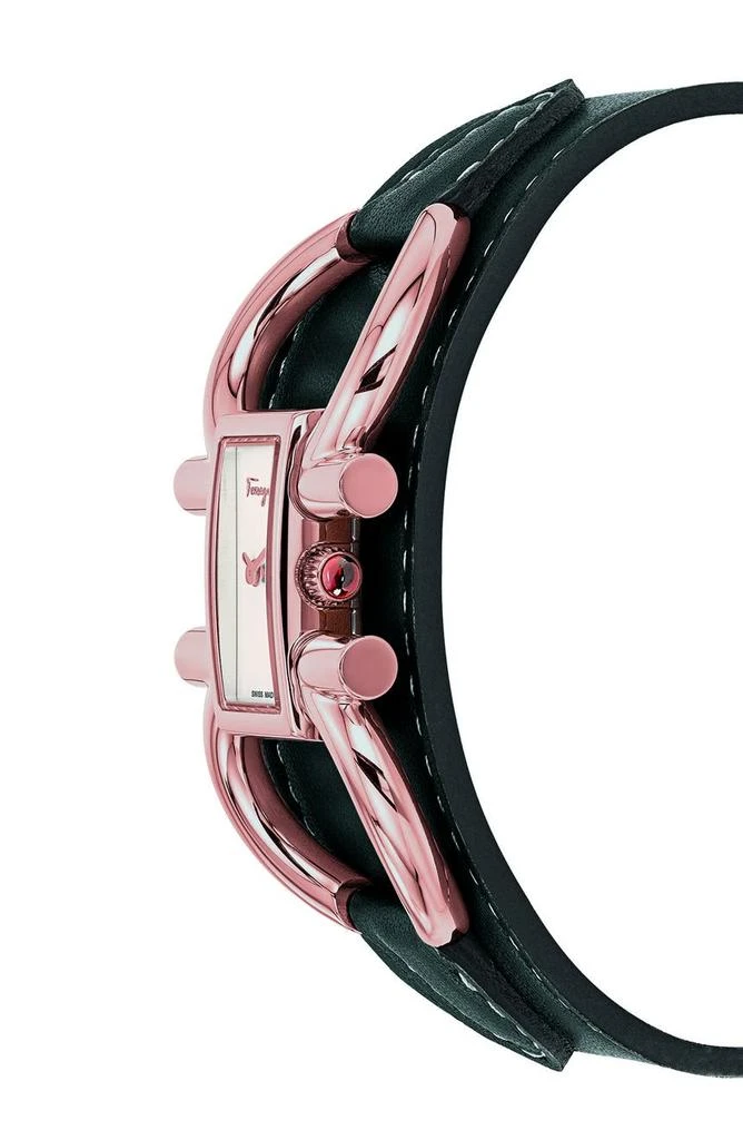 商品Salvatore Ferragamo|Salvatore Ferragamo Double Gancio Leather Cuff Strap Watch; 13mm x 23mm,价格¥5379,第3张图片详细描述