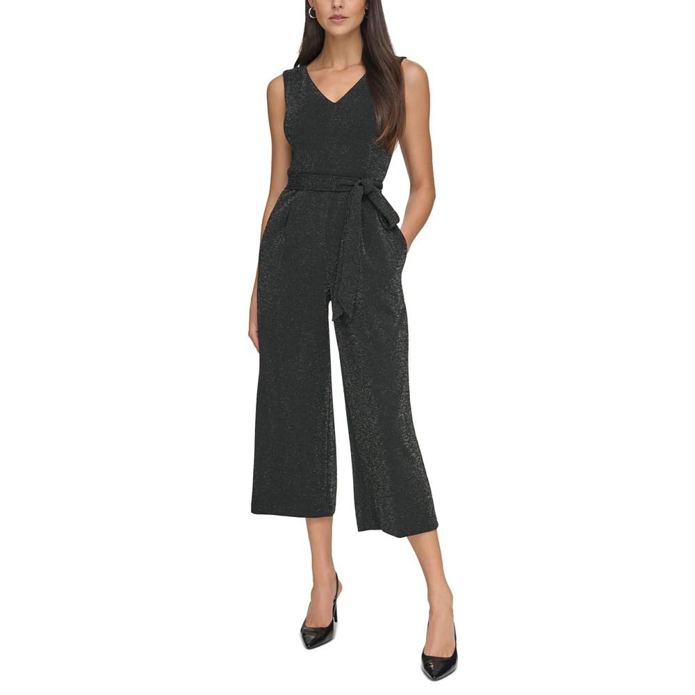 商品Calvin Klein|Women's Shimmer Tie-Waist Cropped Jumpsuit,价格¥953,第1张图片