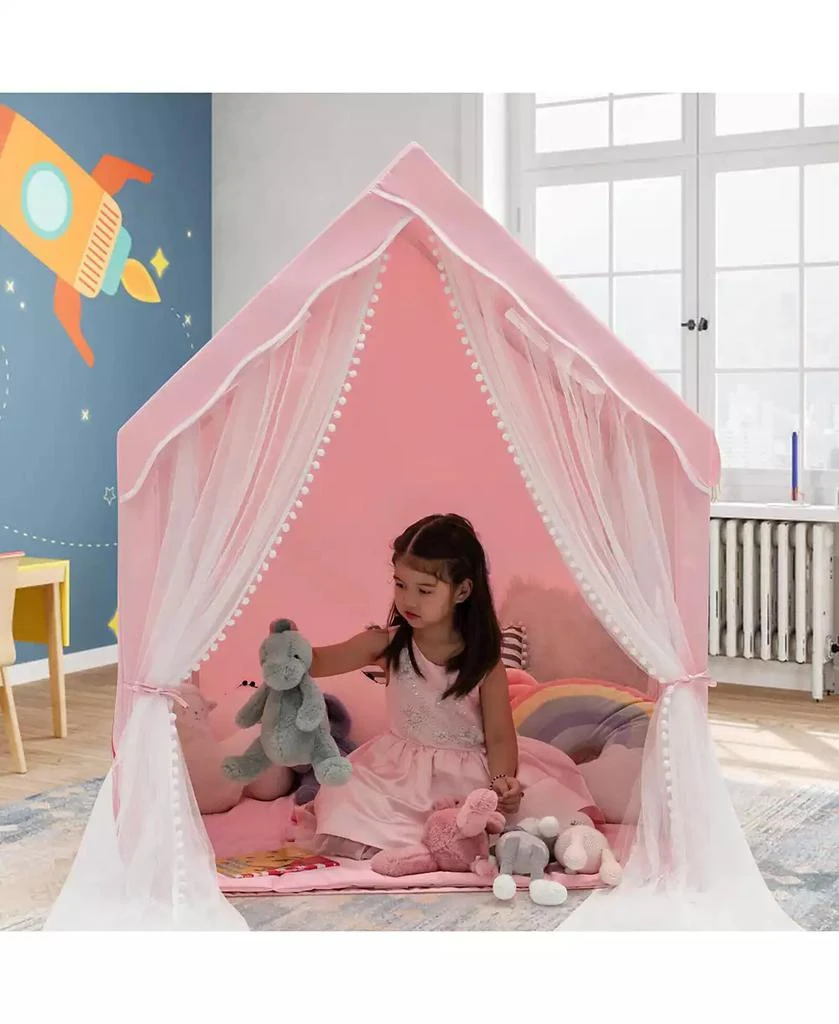 商品Costway|Kids Playhouse Large Children Indoor Play Tent Gift w/ Cotton Mat Longer Curtain,价格¥566,第2张图片详细描述