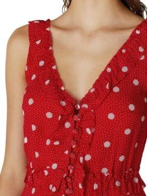 商品The Kooples|Polka Dot Handkerchief Hem Ruffle Midi Dress,价格¥712,第4张图片详细描述