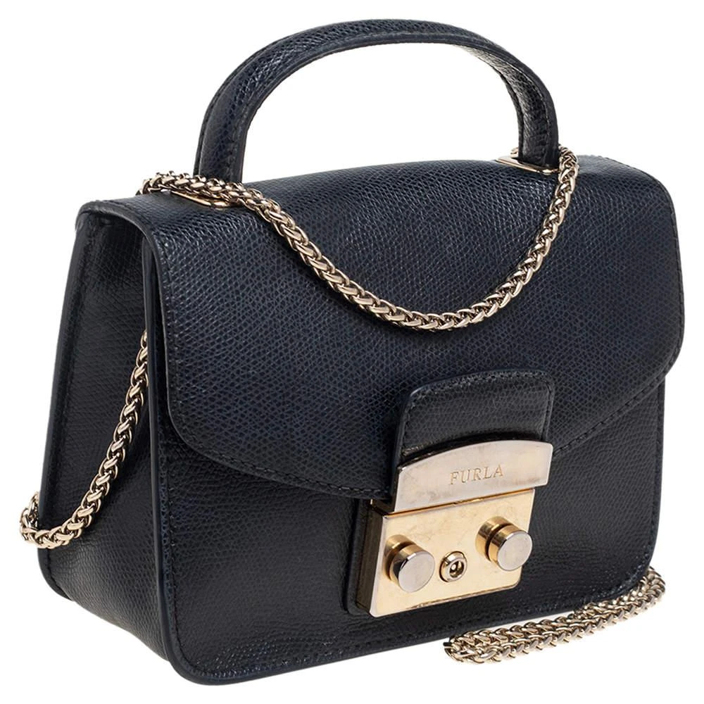 商品[二手商品] Furla|Furla Black Leather Mini Metropolis Top Handle Bag,价格¥943,第3张图片详细描述