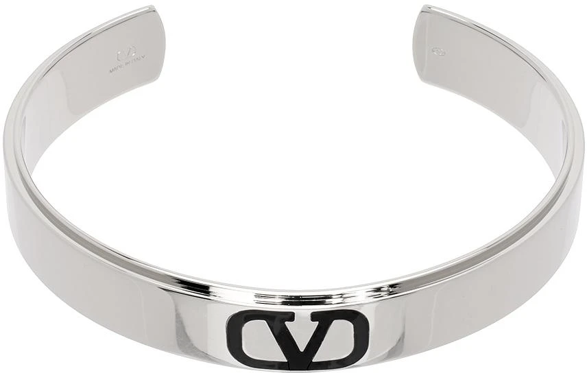 商品Valentino|Silver & Black VLogo Signature Cuff Bracelet,价格¥6950,第1张图片