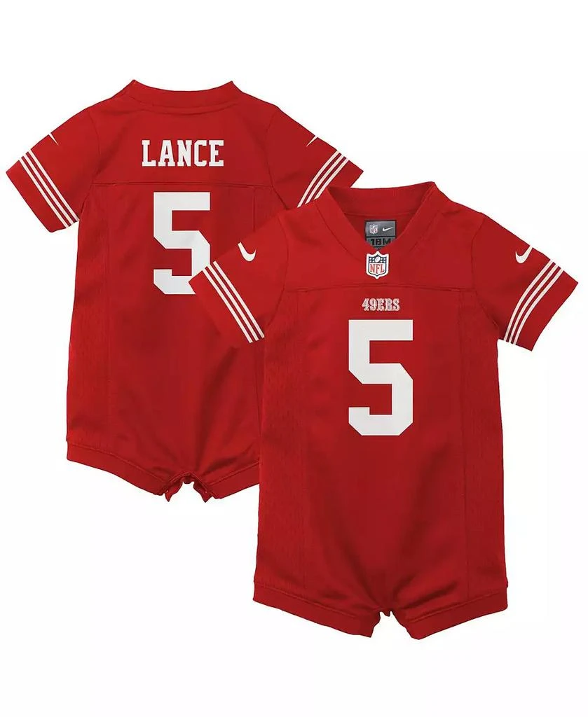 商品NIKE|Infant Girls and Boys Trey Lance Scarlet San Francisco 49ers Romper Game Jersey,价格¥374,第1张图片