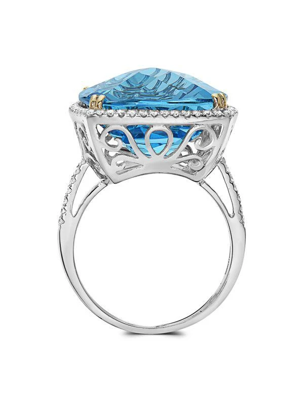 商品Effy|14K White Gold, Diamond & Blue Topaz Ring,价格¥9885,第4张图片详细描述