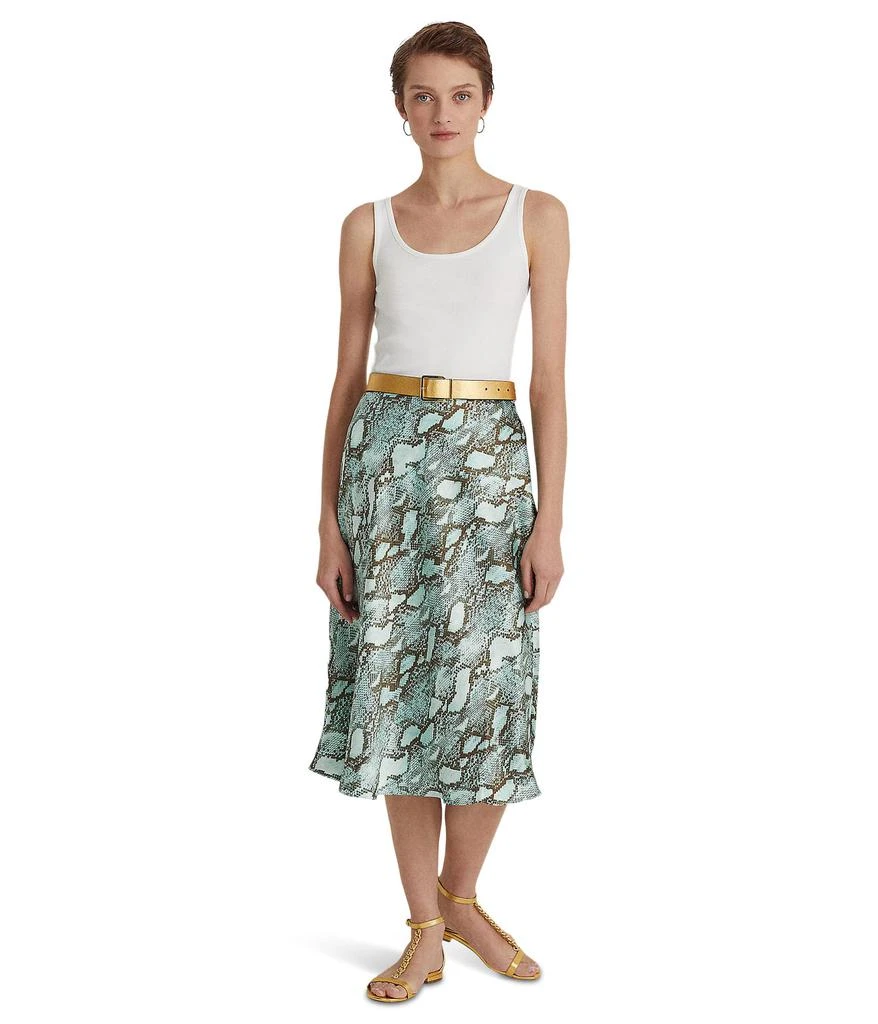 商品Ralph Lauren|Snakeskin Print Satin Charmeuse A-Line Skirt,价格¥477,第4张图片详细描述