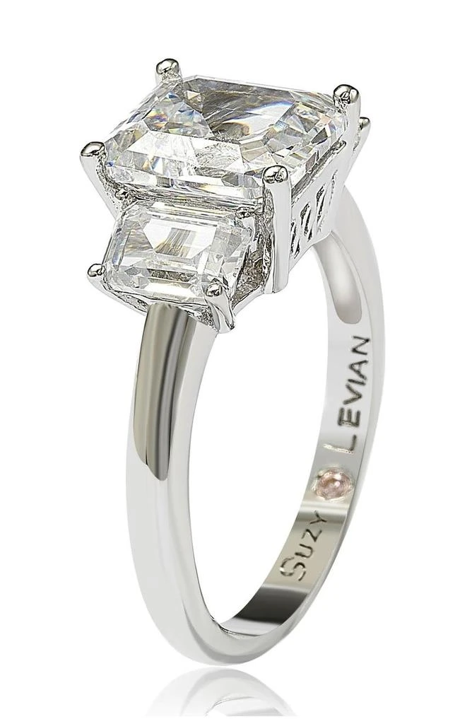 商品Suzy Levian|Emerald-Cut 3-Stone CZ Bridal Ring,价格¥745,第3张图片详细描述