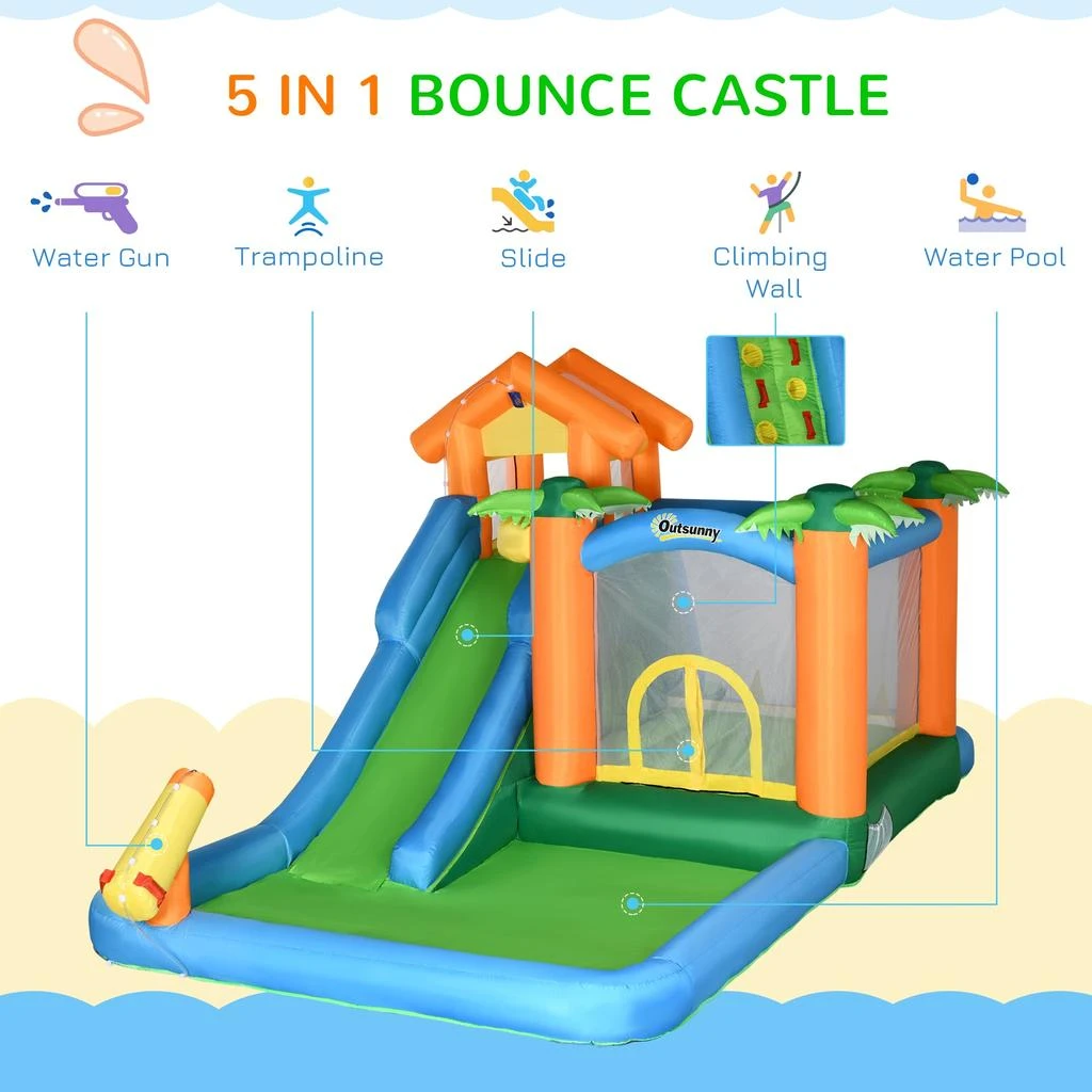 商品Streamdale Furniture|Streamdale 6-in-1 Tropical Inflatable Water Slide Summer Theme Jumping Castle Includes Floating Ball Slide Trampoline Pool Cannon Climbing Wall with Carry Bag,价格¥4695,第4张图片详细描述